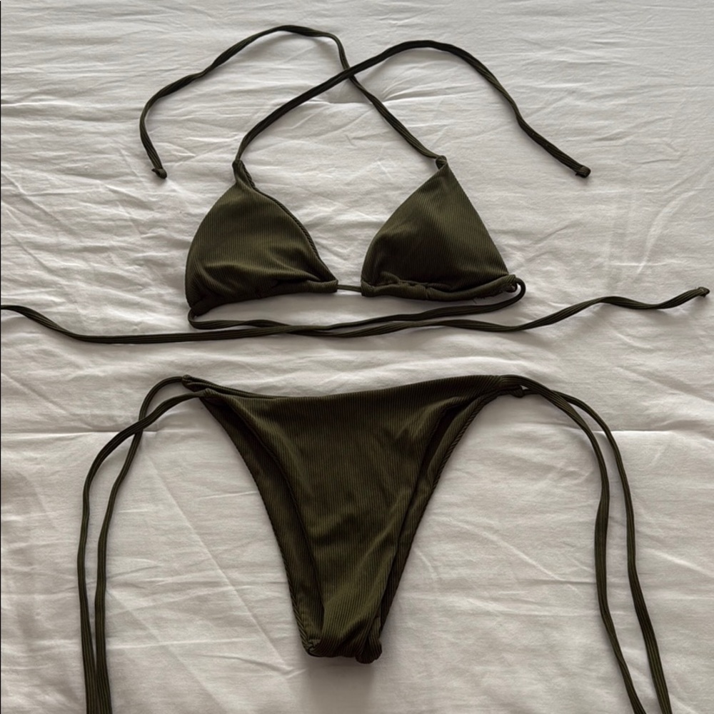 Green Ribbed Bikini